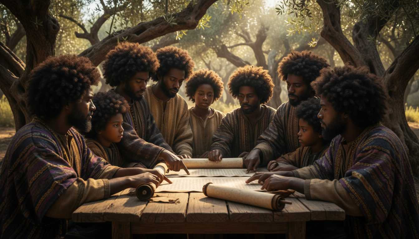 Black Hebrew Israelite families studying Torah together