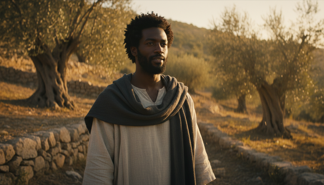 Artistic depiction of Yahusha as a Black Hebrew Israelite man